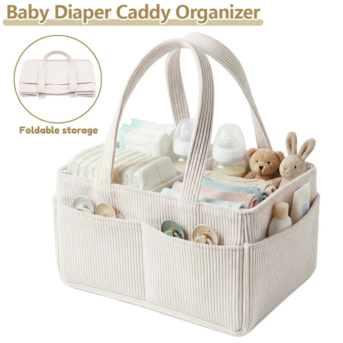 Corduroy Baby Nappy Caddy Organiser