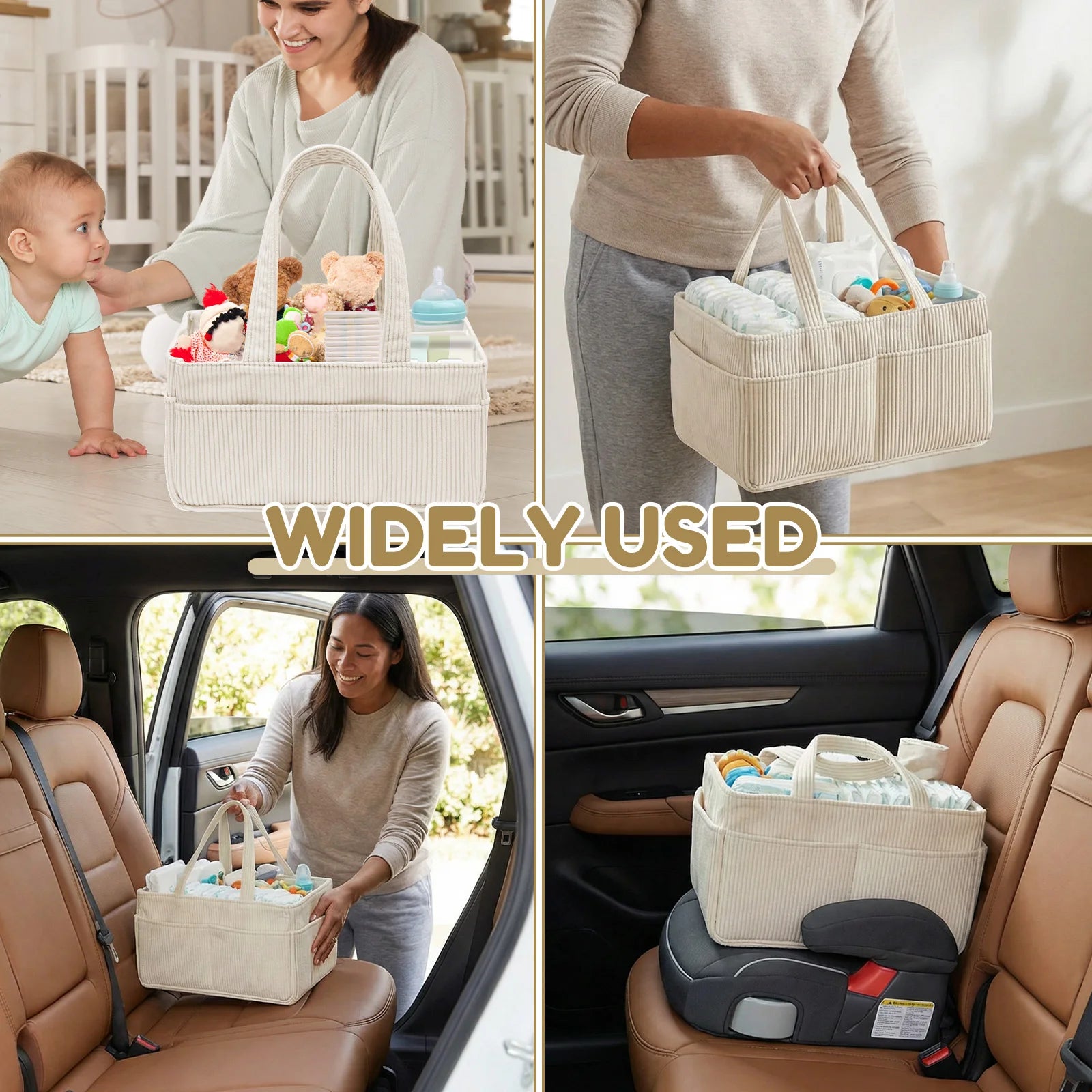 Corduroy Baby Nappy Caddy Organiser