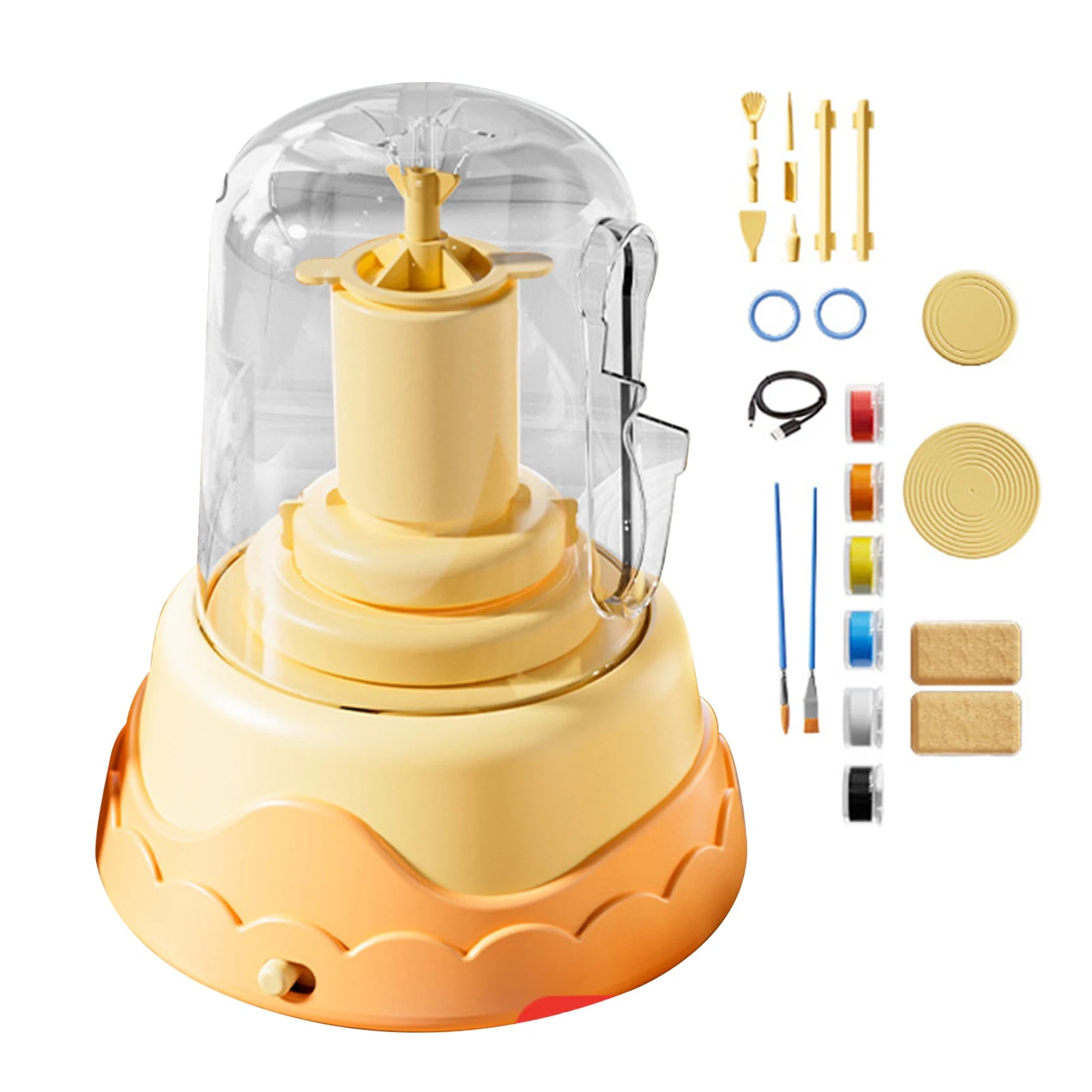 Diy Kids Pottery Wheel Kit With Clay Electric Turntable Hand-Painted Drawing Pottery Machine DIY Craft Kid Early Learning Toys