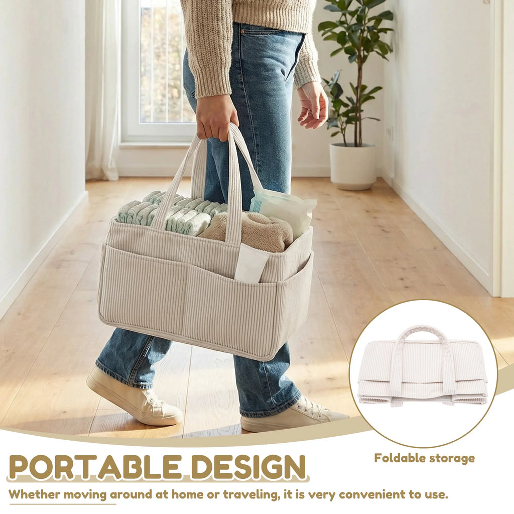 Corduroy Baby Nappy Caddy Organiser