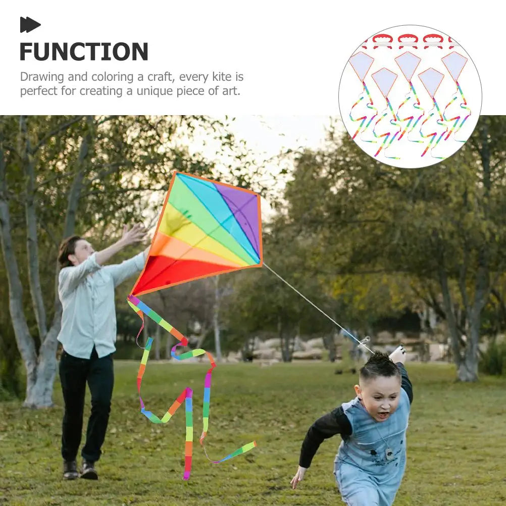 5 set Kids Diy Kite Making Kit Blank Kites For Hand Paint Craft Outdoor Toys With 30M Line Board Kite Accessories Butterfly