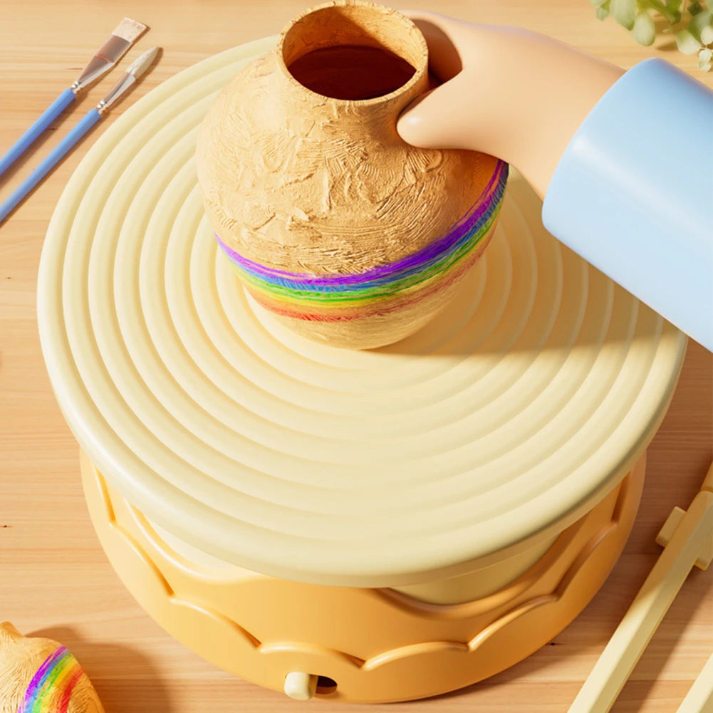 Diy Kids Pottery Wheel Kit With Clay Electric Turntable Hand-Painted Drawing Pottery Machine DIY Craft Kid Early Learning Toys