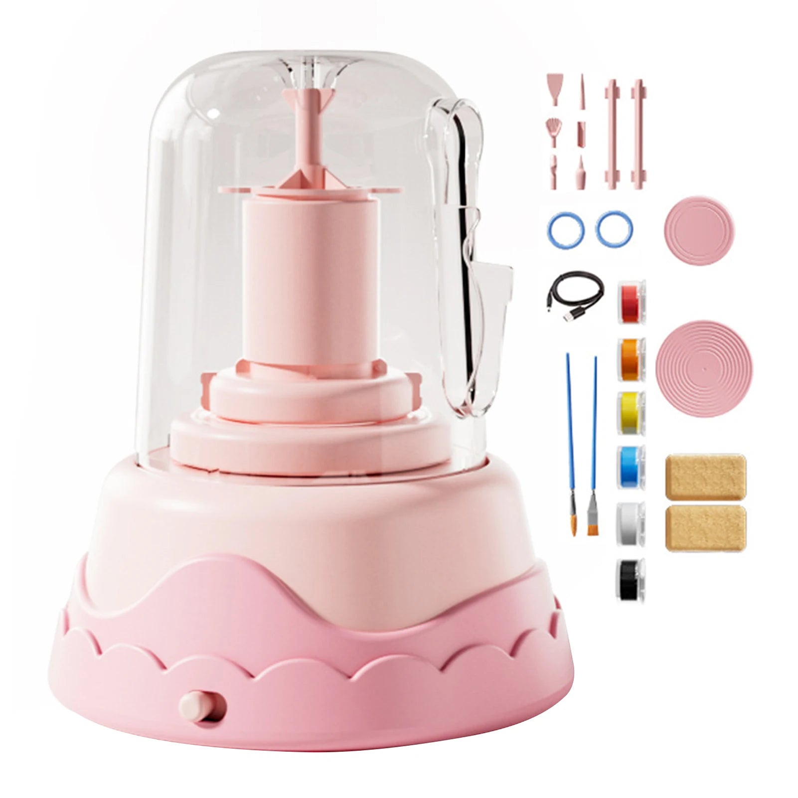 Diy Kids Pottery Wheel Kit With Clay Electric Turntable Hand-Painted Drawing Pottery Machine DIY Craft Kid Early Learning Toys