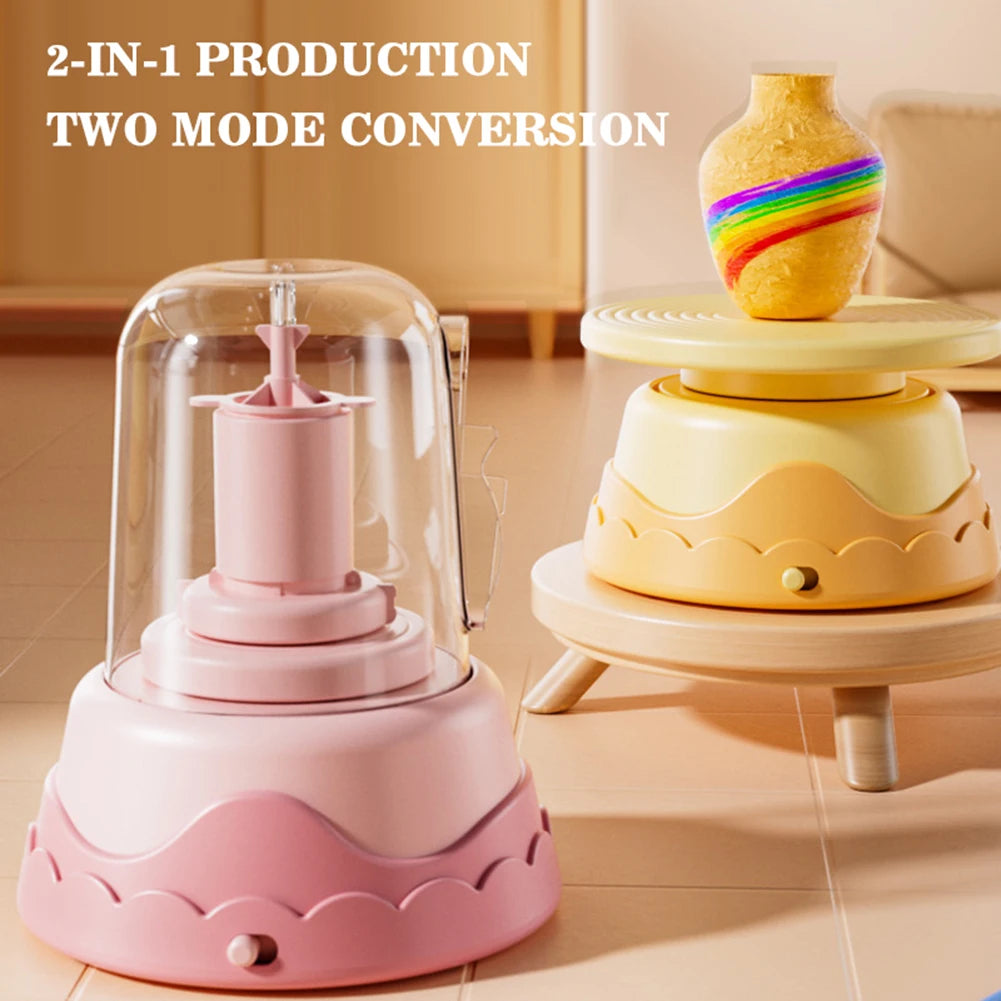 Diy Kids Pottery Wheel Kit With Clay Electric Turntable Hand-Painted Drawing Pottery Machine DIY Craft Kid Early Learning Toys