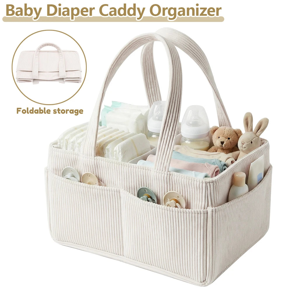 Corduroy Baby Nappy Caddy Organiser